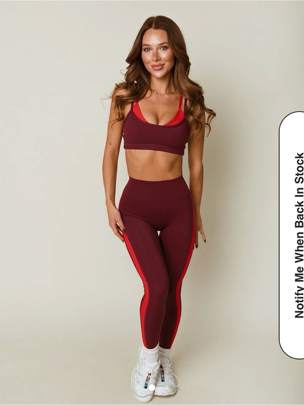 Milkstain Burgundy & Red Leggings - Women's Activewear